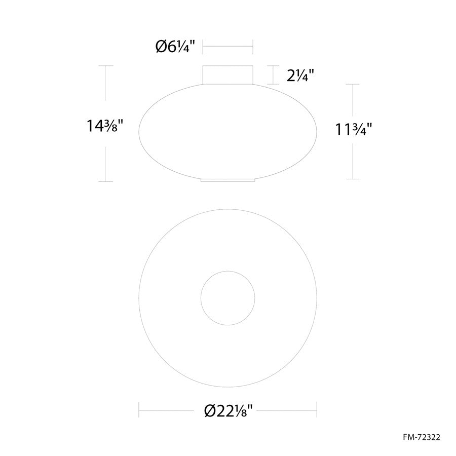 Modern Forms Illusion 1Lt 22" LED Flush Mount, Black/Opal
