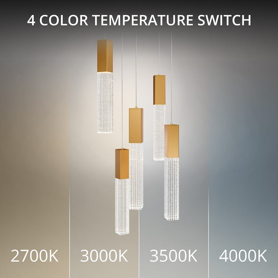 Modern Forms Cinema 5Lt 16" LED Multi-Light Pendant, Brass/Clear