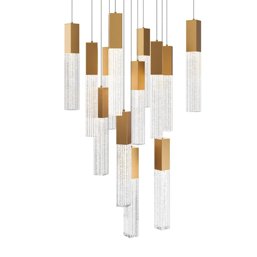 Modern Forms Cinema 13Lt 16" LED Multi-Light Pendant, Brass/Clear - PD-30813S-AB