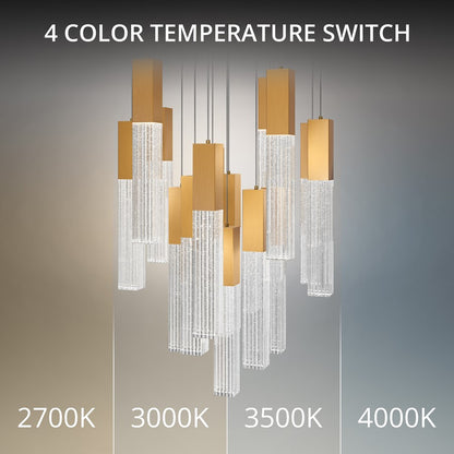 Modern Forms Cinema 15Lt 16" LED Multi-Light Pendant, Brass/Clear
