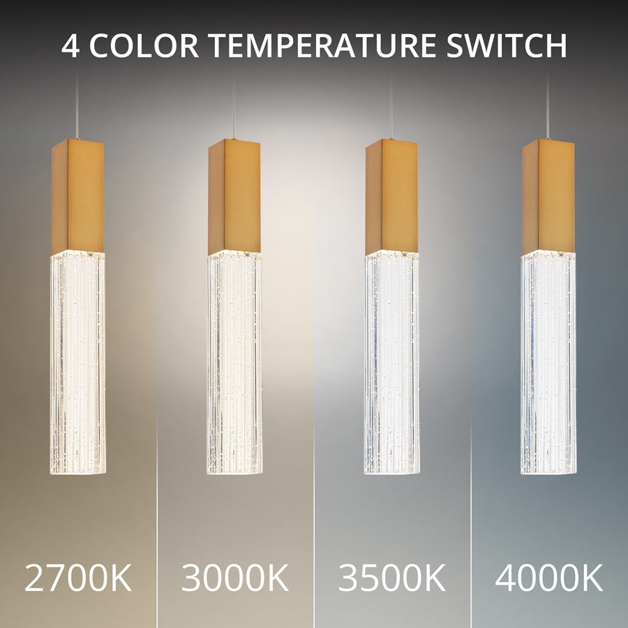 Modern Forms Cinema 1Lt 16" LED Mini-Pendant, 3500K, Brass/Clear