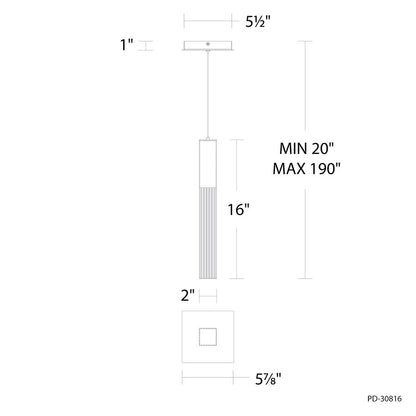 Modern Forms Cinema 1Lt 16" LED Mini-Pendant, Aged Brass/Clear