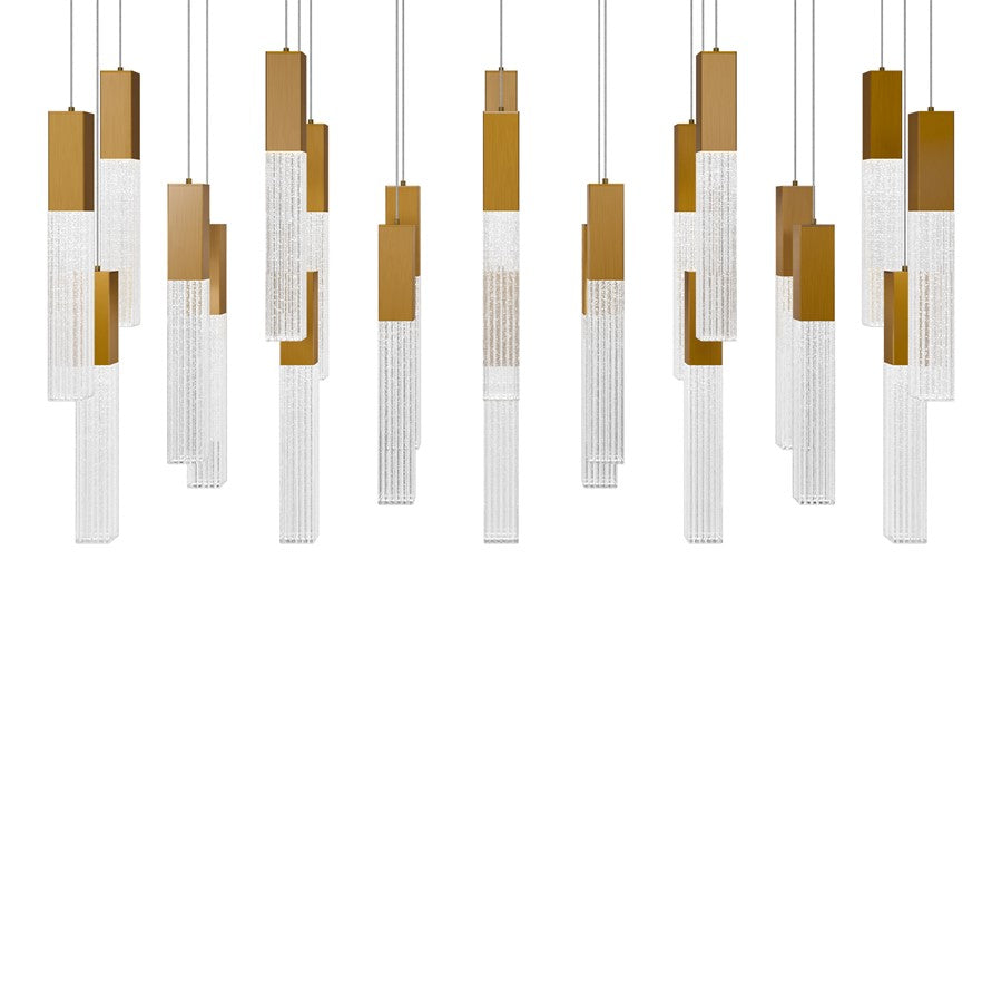 Modern Forms Cinema 23Lt 16" LED Multi-Light Pendant, Brass/Clear - PD-30823L-AB