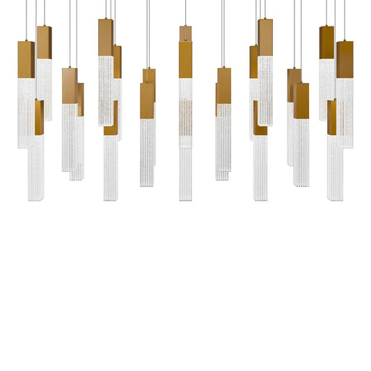 Modern Forms Cinema 23Lt 16" LED Multi-Light Pendant, Brass/Clear - PD-30823L-AB
