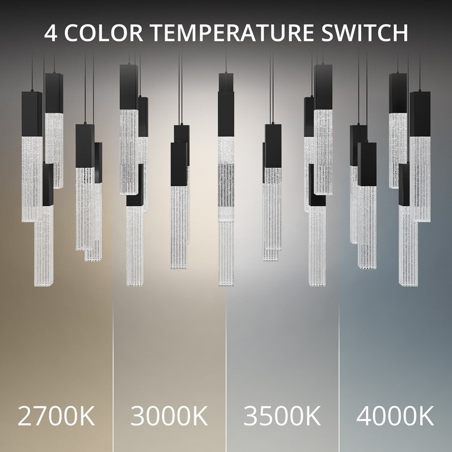 Modern Forms Cinema 23Lt 16" LED Multi-Light Pendant, Black/Clear