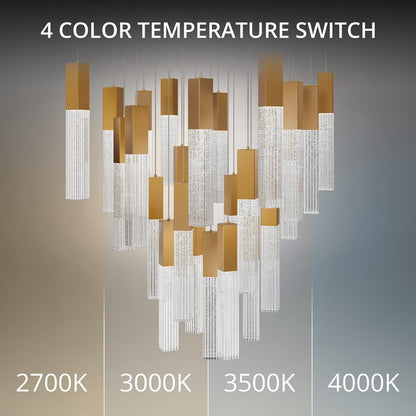 Modern Forms Cinema 25Lt 16" LED Multi-Light Pendant, Brass/Clear