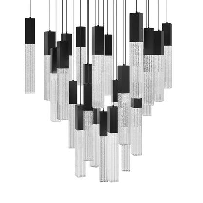 Modern Forms Cinema 25Lt 16" LED Multi-Light Pendant, Black/Clear - PD-30825S-BK