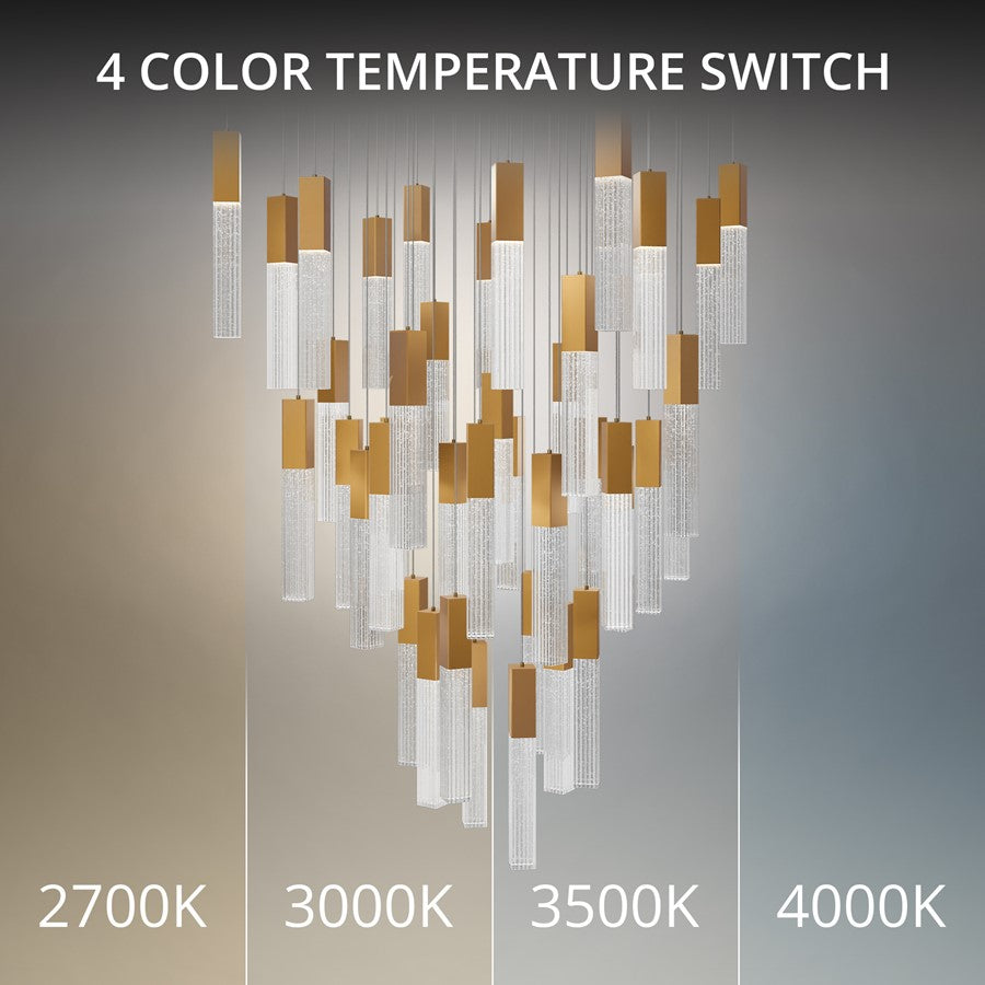 Modern Forms Cinema 41Lt 16" LED Multi-Light Pendant, Brass/Clear