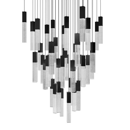 Modern Forms Cinema 41Lt 16" LED Multi-Light Pendant, Black/Clear - PD-30841S-BK