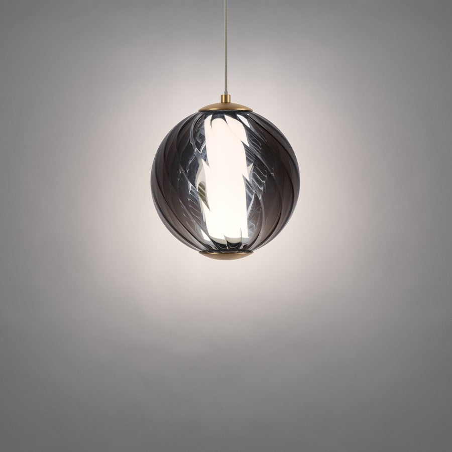 Modern Forms Swirly 7" LED Mini-Pendant, 2700K, BR/Smoked/White