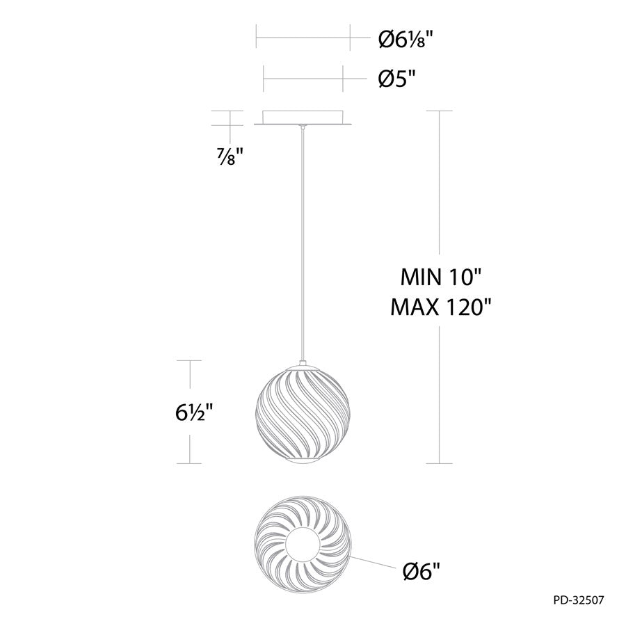 Modern Forms Swirly 7" LED Mini-Pendant, 3000K, BR/Smoked/White