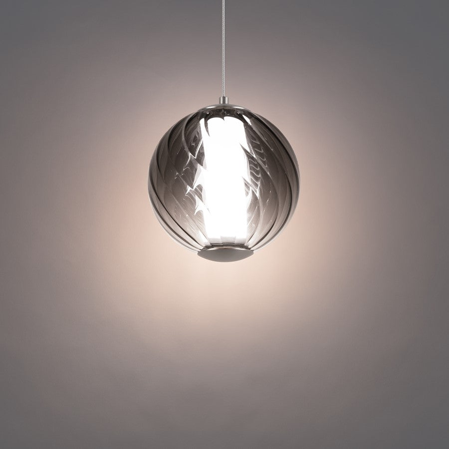 Modern Forms Swirly 7" LED Mini-Pendant, 3000K, Nickel/Smoked/White