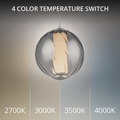 Modern Forms Swirly 7" LED Mini-Pendant, 3000K, Nickel/Smoked/White