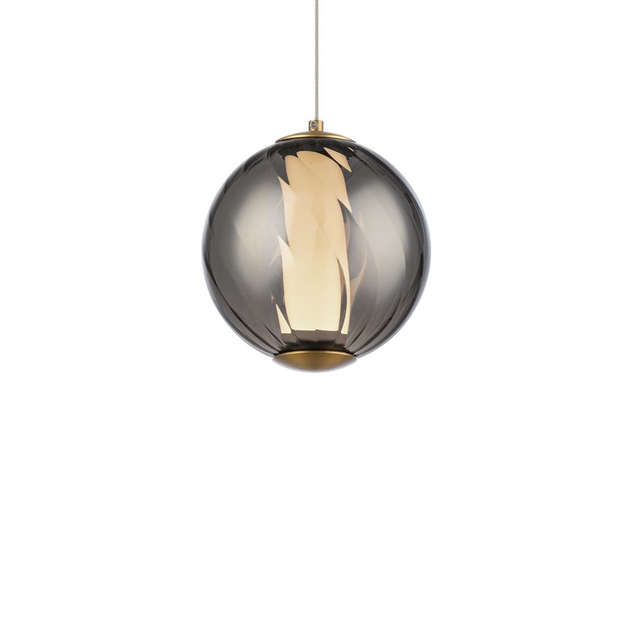 Modern Forms Swirly 7" LED Mini-Pendant, Brass/Smoked/White - PD-32507-40-SM-AB