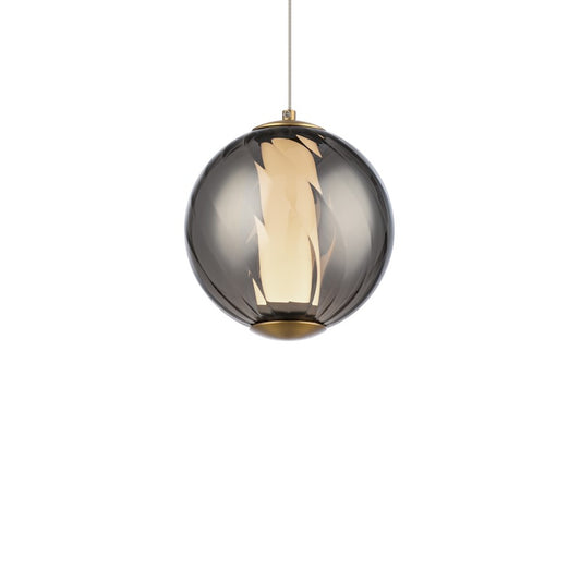 Modern Forms Swirly 7" LED Mini-Pendant, Brass/Smoked/White - PD-32507-40-SM-AB