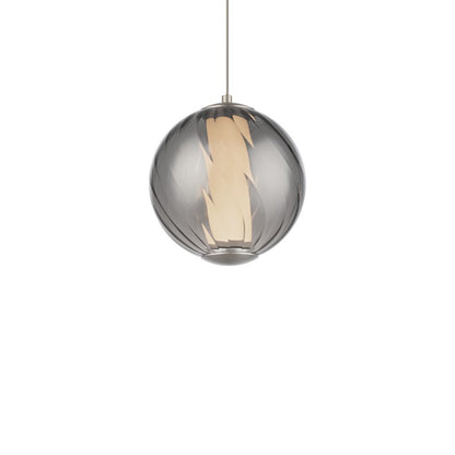 Modern Forms Swirly 7" LED Mini-Pendant, Nickel/Smoked/White - PD-32507-40-SM-BN