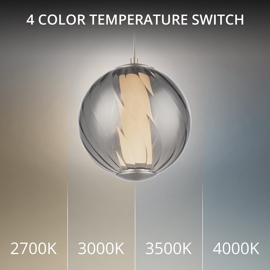 Modern Forms Swirly 7" LED Mini-Pendant, Nickel/Smoked/White