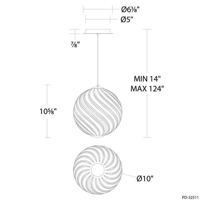 Modern Forms Swirly 11" LED Mini-Pendant, 3500K, Nickel/Smoked/White