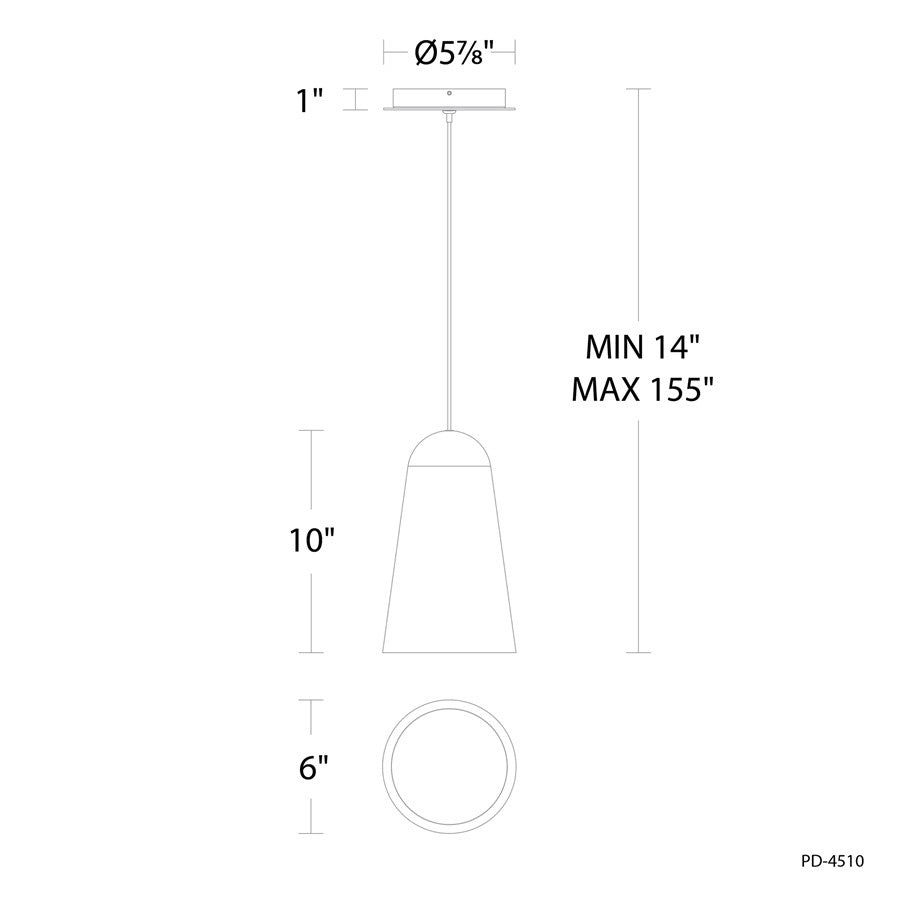 Modern Forms Pompeii 6" LED Mini-Pendant, 2700K, Bassalt/Black