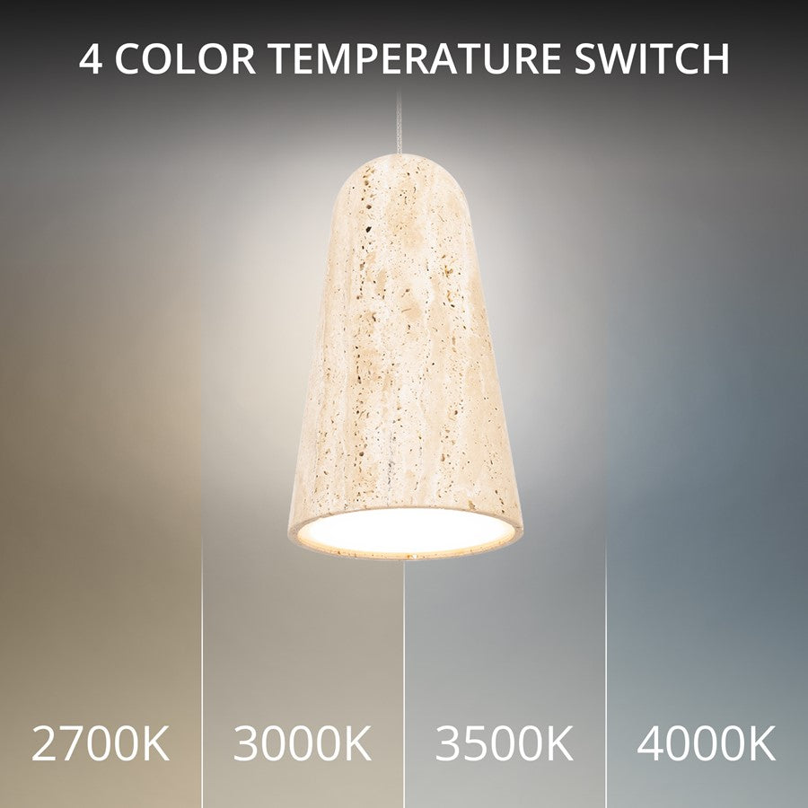 Modern Forms Pompeii 6" LED Mini-Pendant, 3500K, Beige/Brass