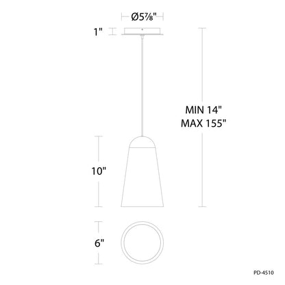 Modern Forms Pompeii 6" LED Mini-Pendant, 3500K, Beige/Brass