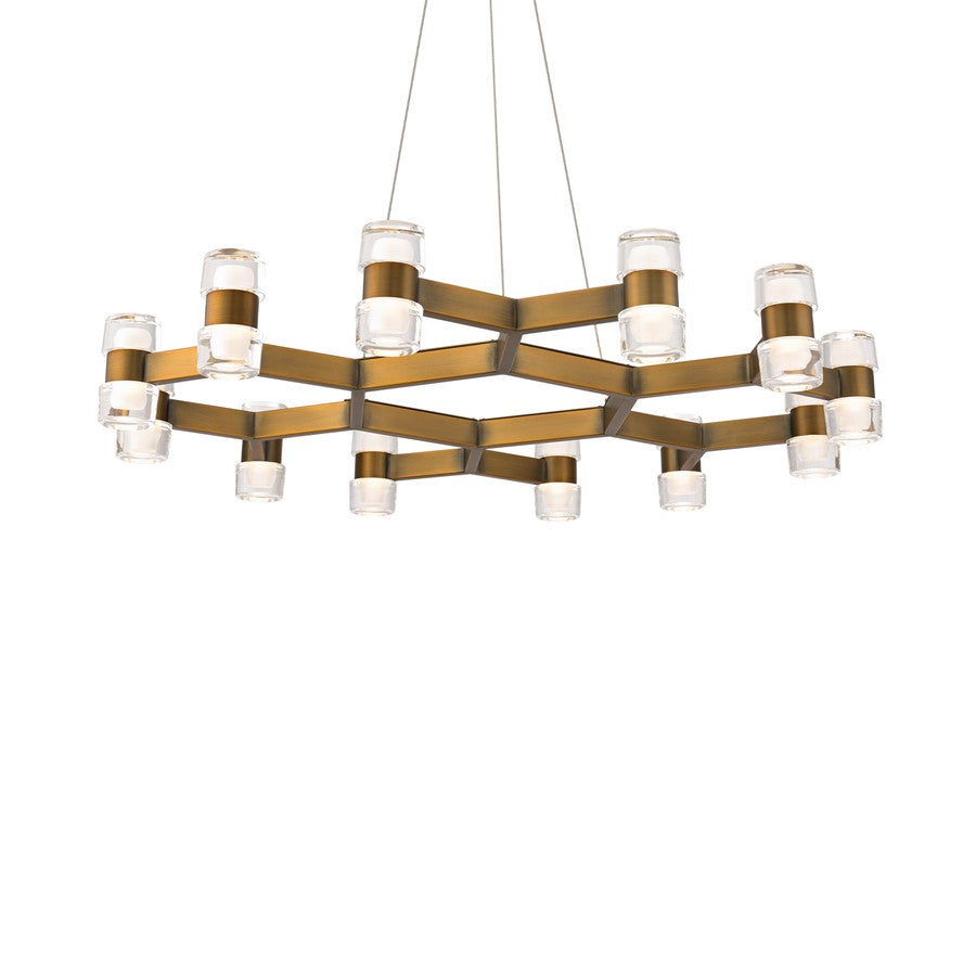Modern Forms Dashe 24Lt 36" LED Chandelier, Aged Brass/Clear - PD-4536-AB