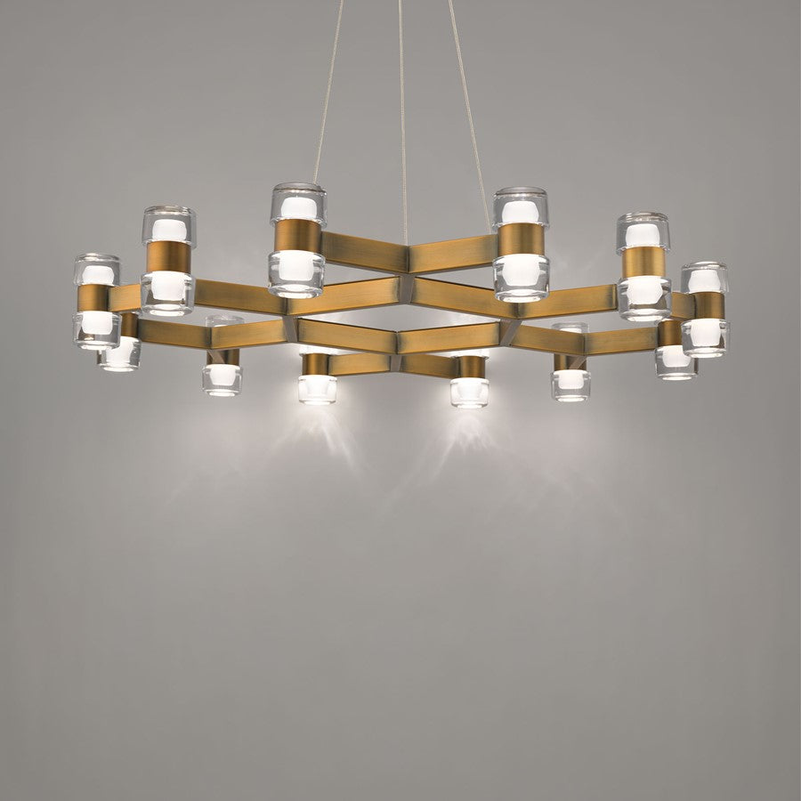 Modern Forms Dashe 24Lt 36" LED Chandelier, Aged Brass/Clear