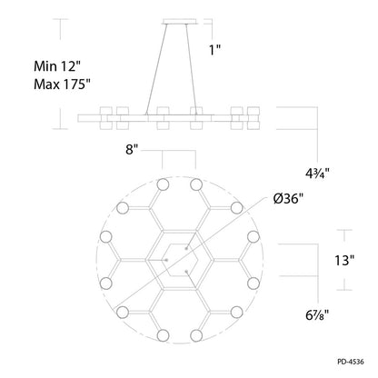 Modern Forms Dashe 24Lt 36" LED Chandelier, Black/Clear