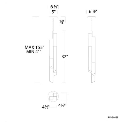 Modern Forms Montage 4Lt 32" LED Mini-Pendant, Brushed Nickel/Clear