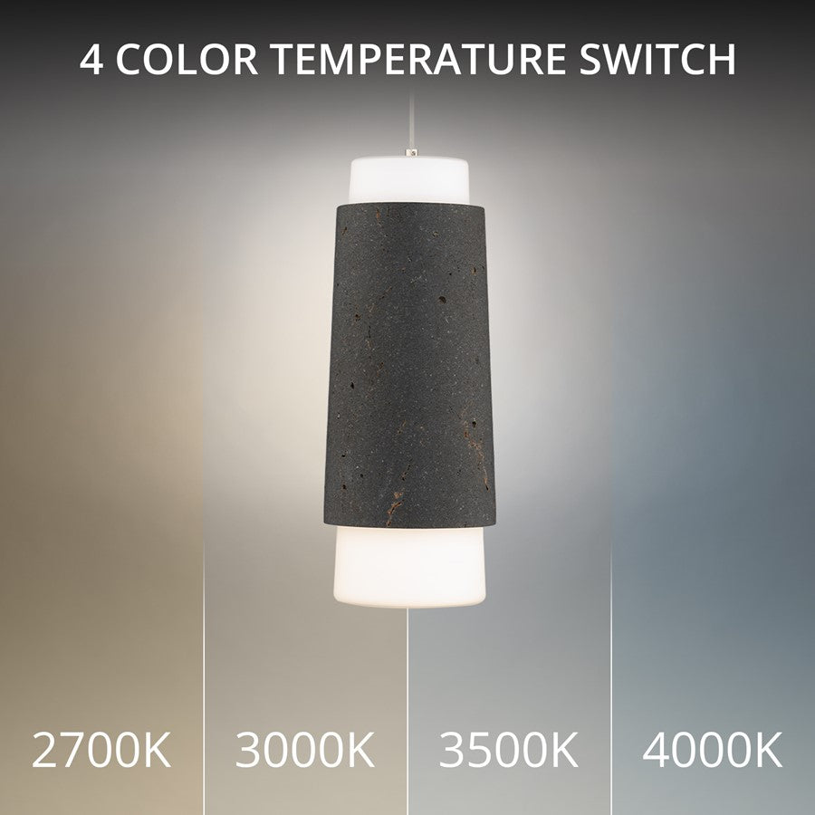 Modern Forms Chauncey 5" LED Mini-Pendant, 3000K, Bassalt Stone/Black//Opal
