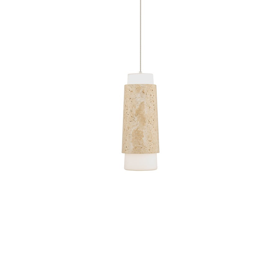 Modern Forms Chauncey 5" LED Mini-Pendant, 3500K, Beige/Brass/Opal
