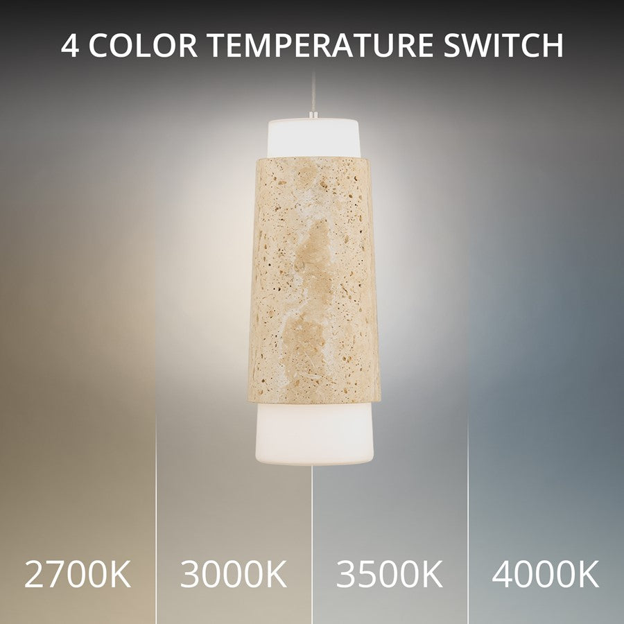 Modern Forms Chauncey 5" LED Mini-Pendant, 3500K, Beige/Brass/Opal