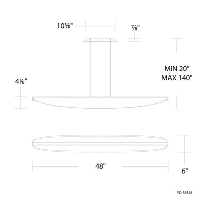 Modern Forms Kiefer 48" LED Linear Pendant, Black/Walnut/Brown