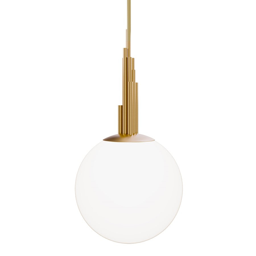 Modern Forms Sybil 1Lt 14" LED Pendant, 3500K, Aged Brass/Opal