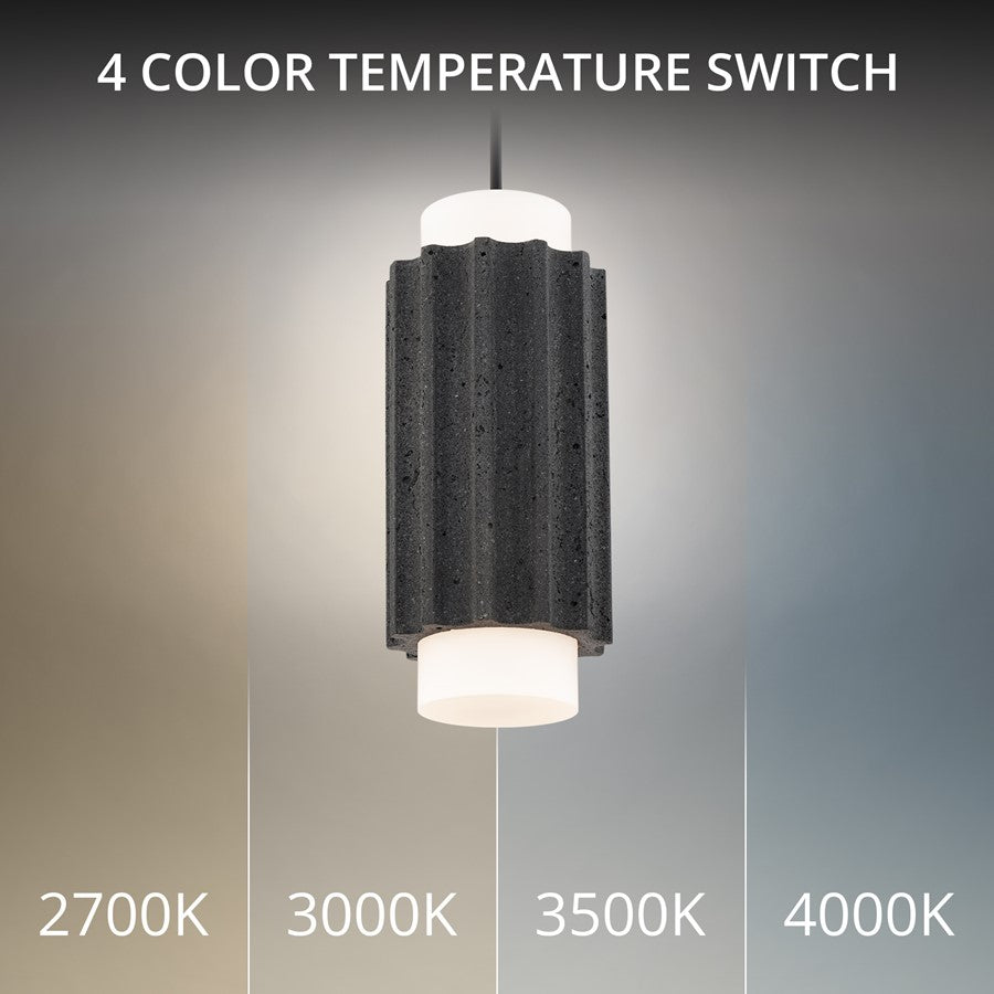 Modern Forms Caviar 7" LED Mini-Pendant, 3500K, Bassalt/Black