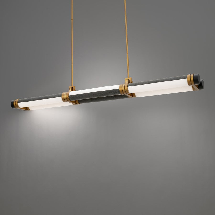 Modern Forms Catania 48" LED Lin Pendant, 3000K, Bassalt Stone/Brass/Black/White