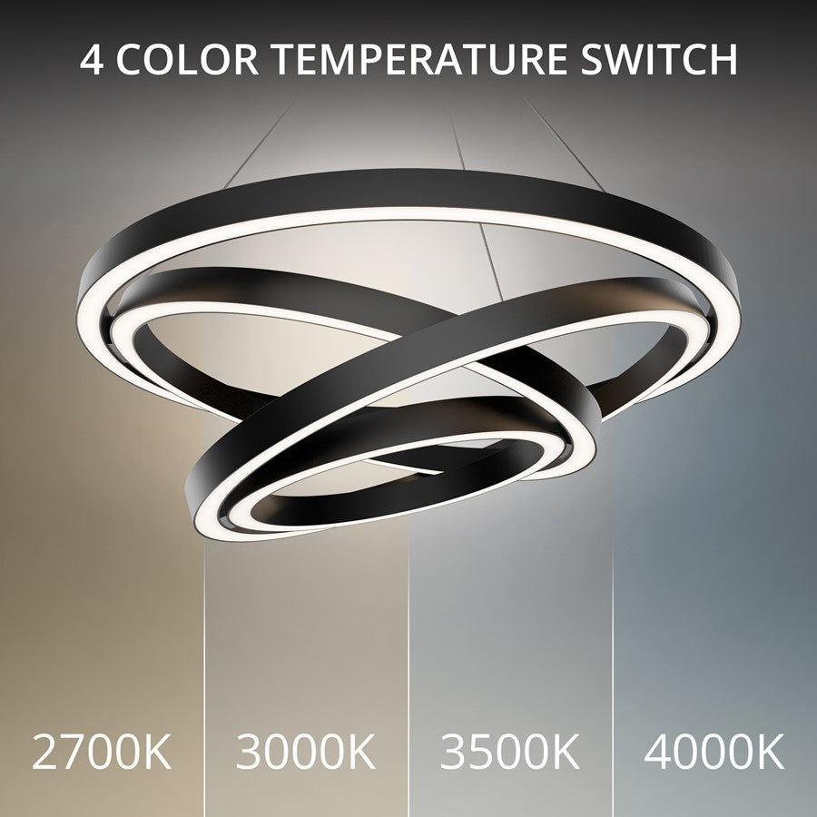 Modern Forms Storm Chaser 35" LED Pendant, 3500K, Black/White