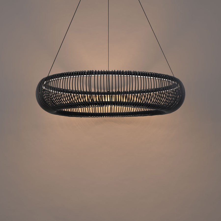 Modern Forms Lute 1Lt 28" LED Pendant, 3000K, Black/Frosted