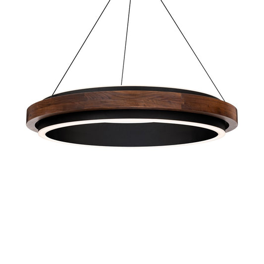 Modern Forms Delaney 29" LED Pendant, Black/Dark Walnut/Frosted - PD-88529-BK-DW