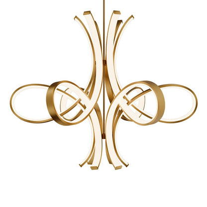 Modern Forms Fleur De Lis 6Lt 56" LED Pendant, Aged Brass/White - PD-90556-AB
