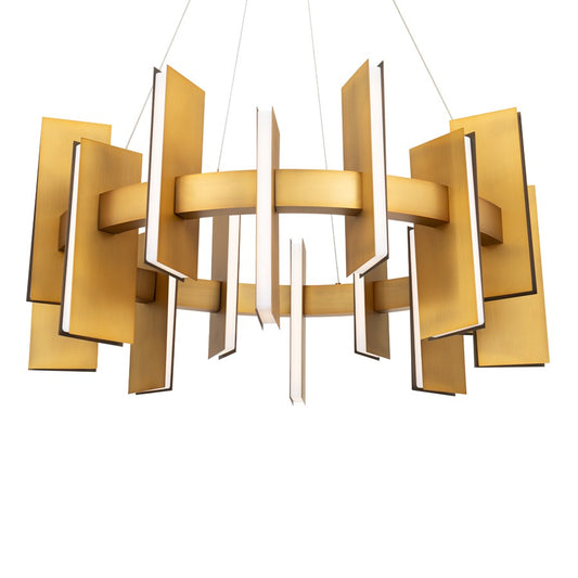 Modern Forms Ronan 16Lt 32" LED Pendant, Aged Brass/Frosted - PD-9533-AB