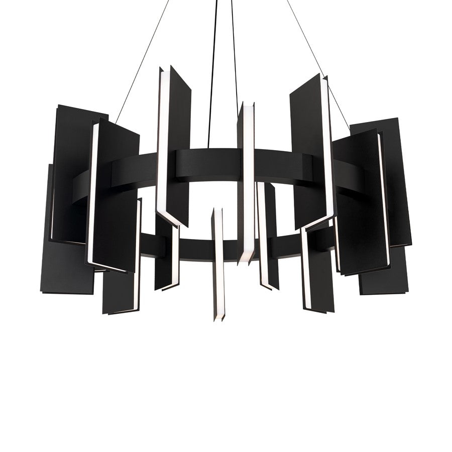 Modern Forms Ronan 16Lt 32" LED Pendant, Black/Frosted - PD-9533-BK
