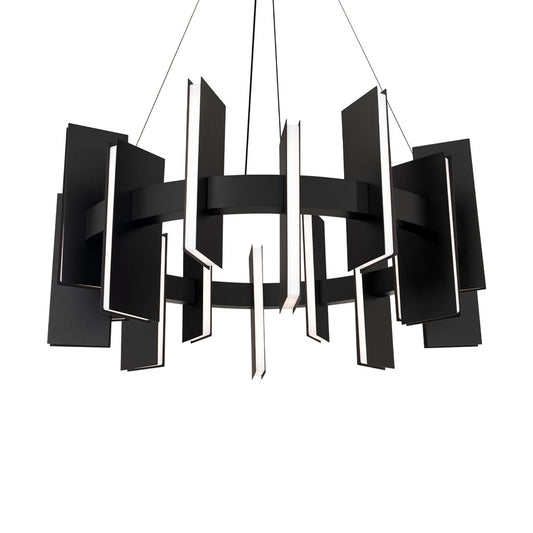 Modern Forms Ronan 16Lt 32" LED Pendant, Black/Frosted - PD-9533-BK