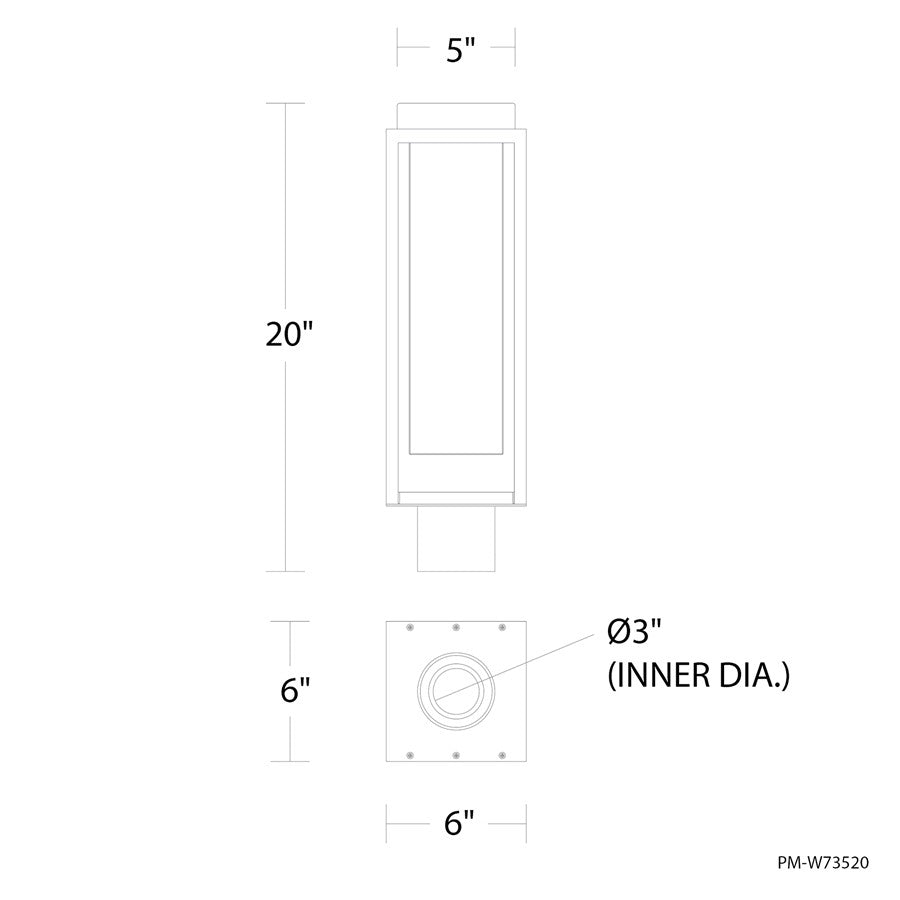 Modern Forms Framed 1Lt 20" LED Outdoor Post Light, Bronze/White