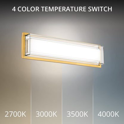 Modern Forms Ice Bar 20" LED Bath/Wall Light, 3500K, Brass/Clear
