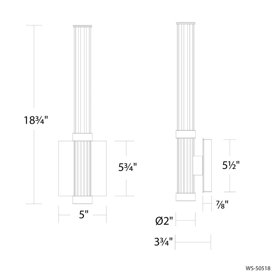 Modern Forms Ribeye 1Lt 19" LED Wall Sconce, Aged Brass/Clear