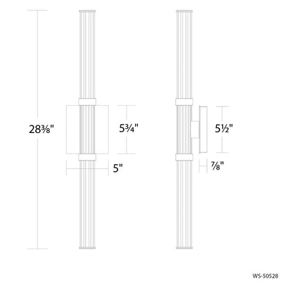 Modern Forms Ribeye 2Lt 28" LED Wall Sconce, Aged Brass/Clear