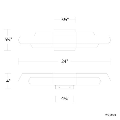 Modern Forms Montage 1Lt 24" LED Bath/Wall Light, Black/Clear