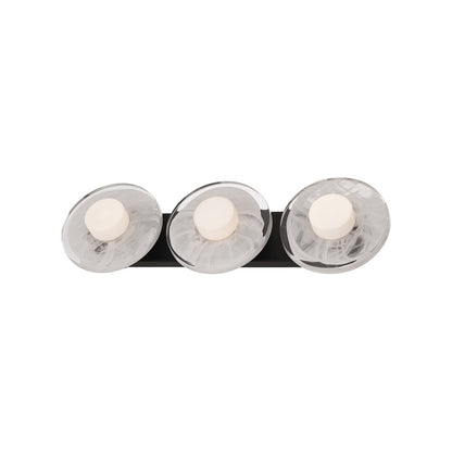 Modern Forms Fresco 3Lt 8" LED Bath Vanity/Wall Light, Black/Opal - WS-66525-BK