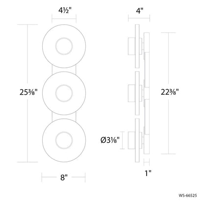 Modern Forms Fresco 3Lt 8" LED Bath Vanity/Wall Light, Nickel/Opal